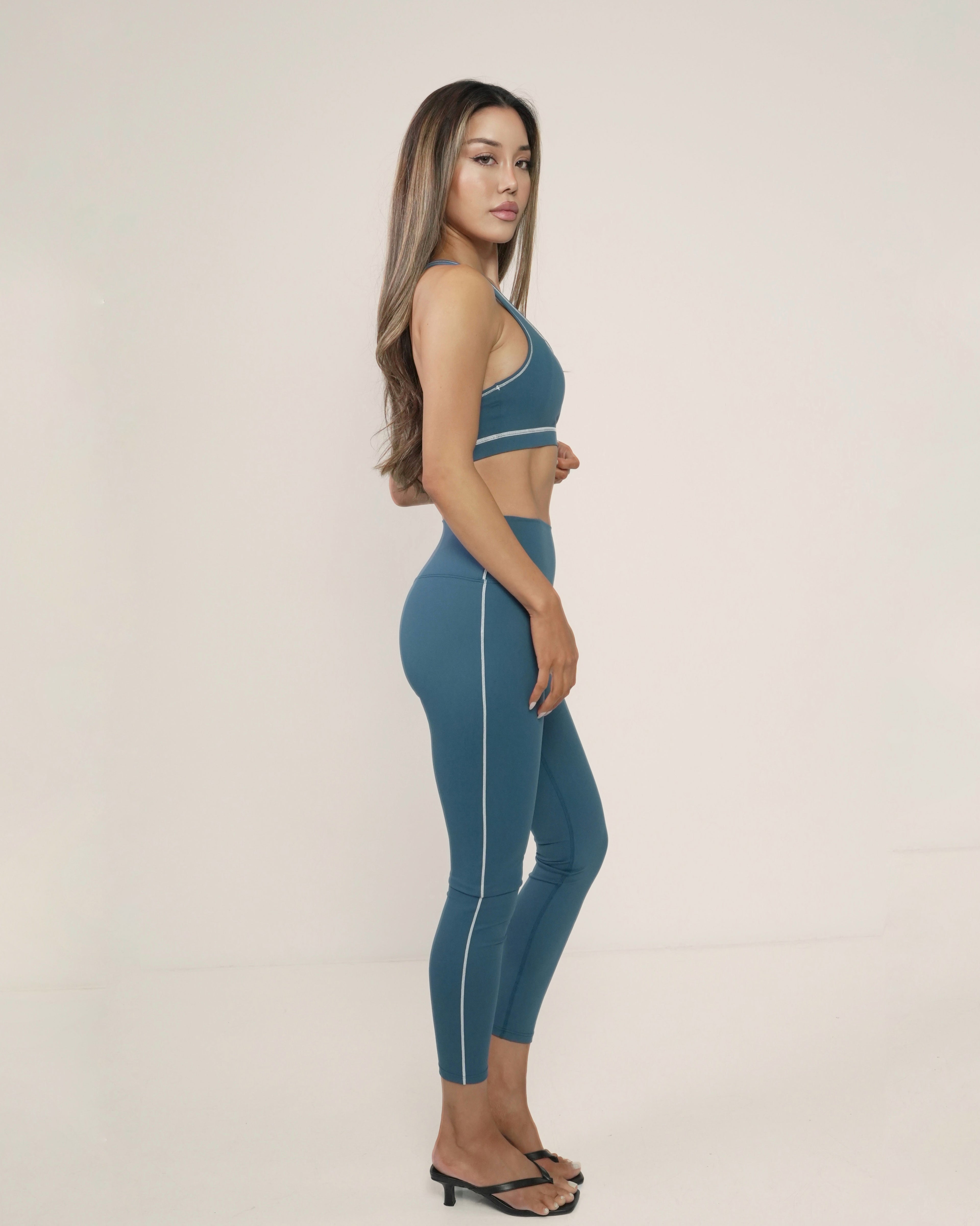 Stitch Contour Leggings | Dusty Blue