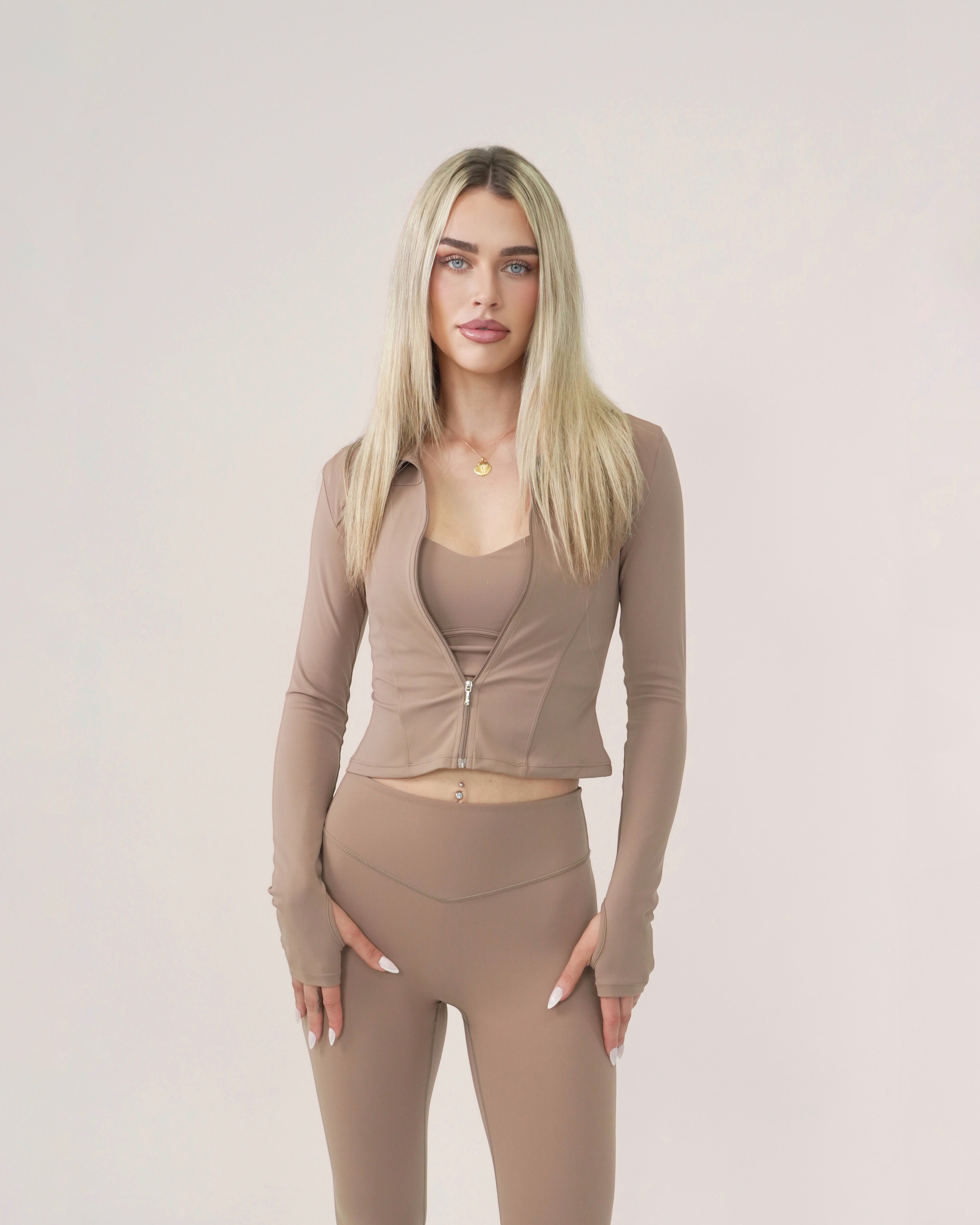 Sculpt Zip Jacket | Latte