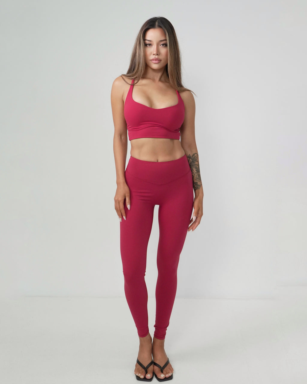 Tummy Control Invisible Scrunch Leggings | Raspberry