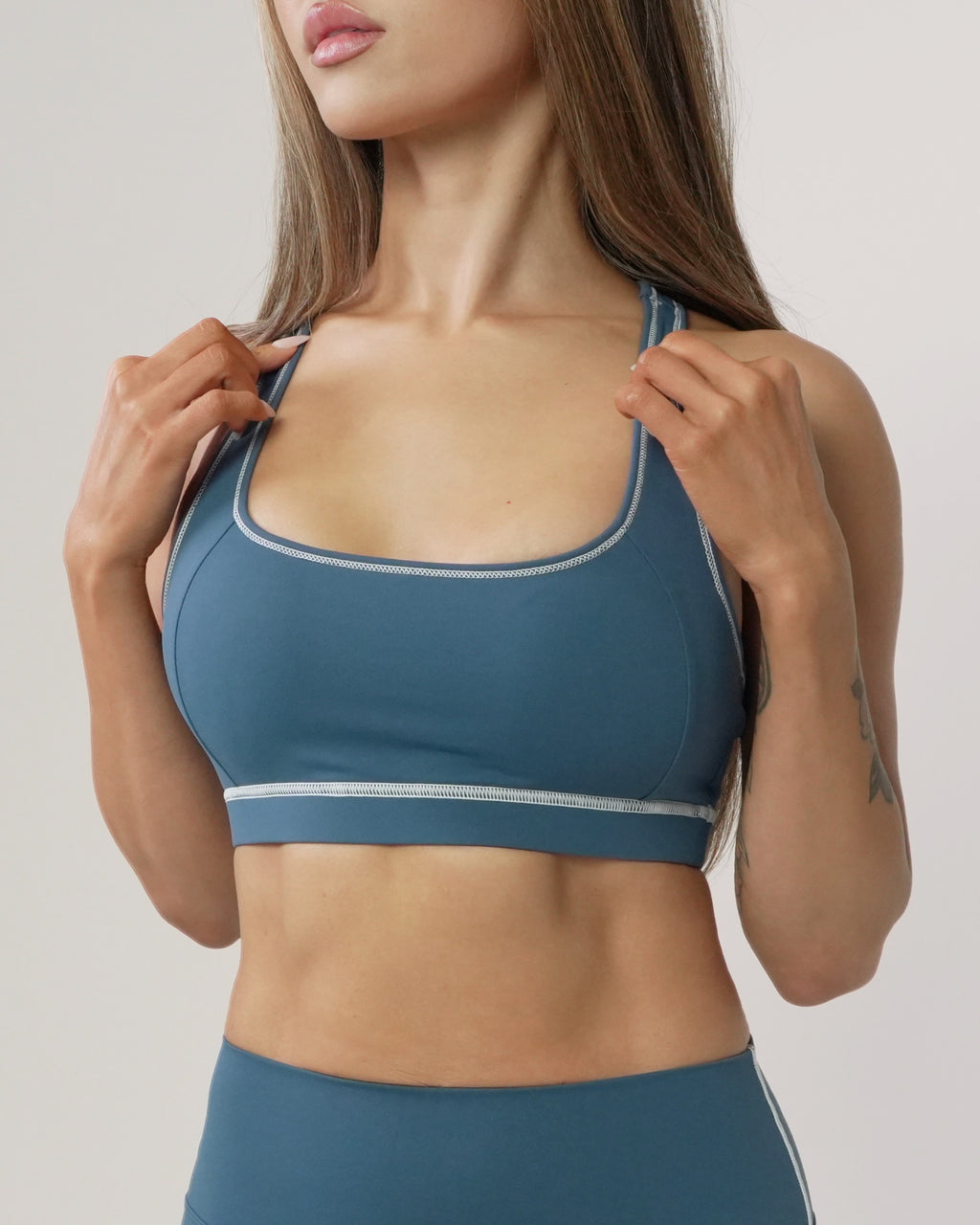 Stitch Contour Crop | Dusty Blue