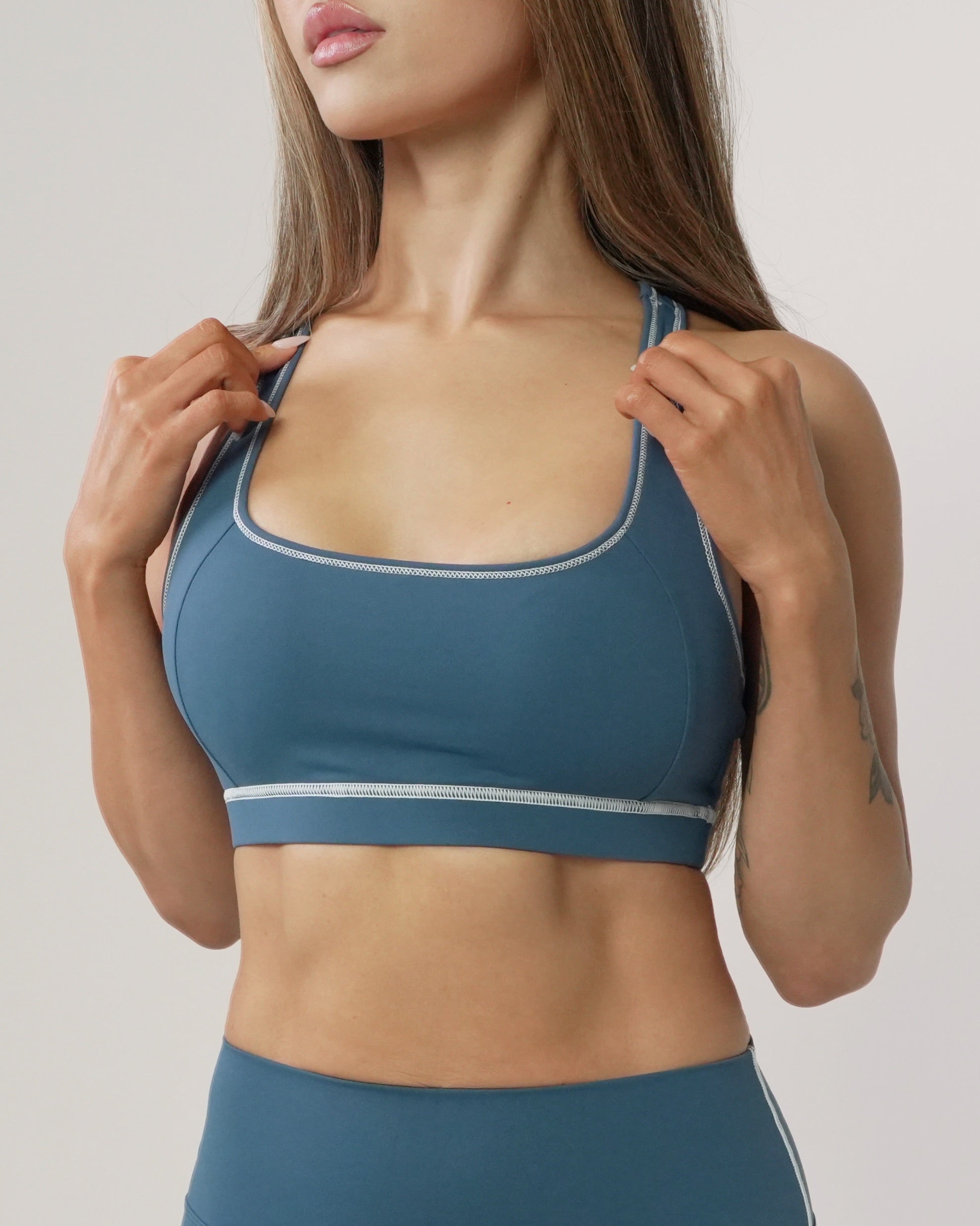 Stitch Contour Crop | Dusty Blue